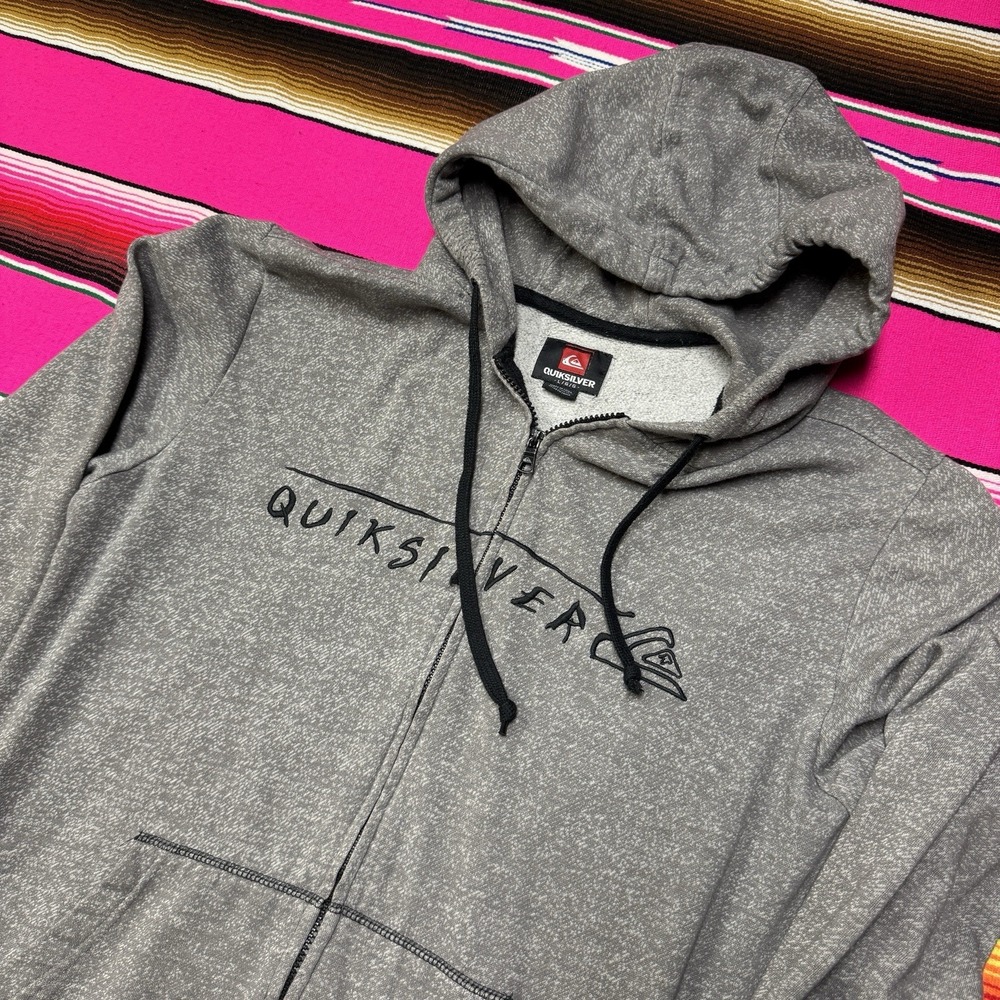 VTG Quiksilver Hoodie Men's L Full Zip Up Sweater Skater Surf Y2K 00s‎ Mall Goth